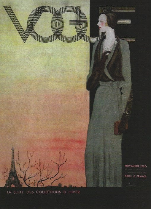 Carte de souhait - Vogue Paris nov 1930